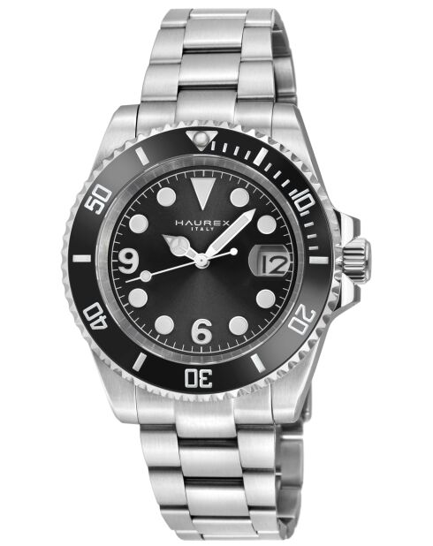 Reloj automático Barracuda de acero inoxidable, movimiento automático Miyota, ultrafino 9015, negro/plateado