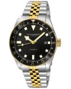 Reloj automático Abisso de acero inoxidable con movimiento Miyota 9075 GMT negro/plata/dorado
