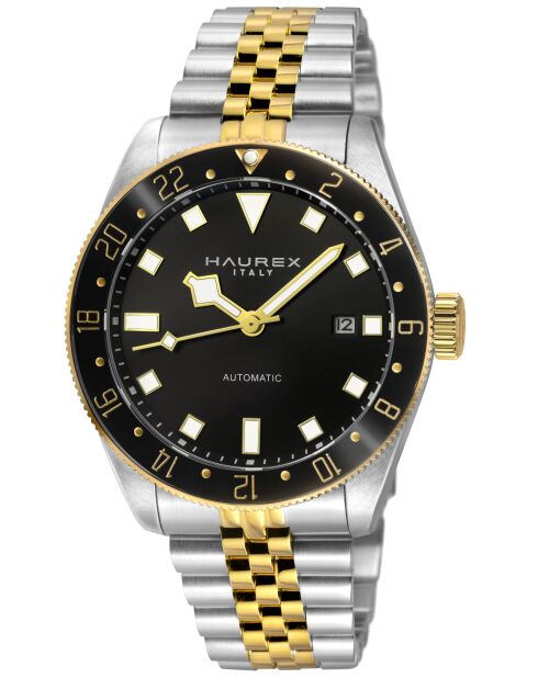 Reloj automático Abisso de acero inoxidable con movimiento Miyota 9075 GMT negro/plata/dorado