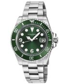 Reloj automático Barracuda de acero inoxidable, movimiento automático Miyota, ultrafino 9015, color verde y plateado
