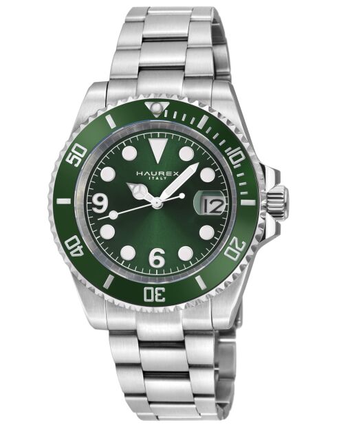 Reloj automático Barracuda de acero inoxidable, movimiento automático Miyota, ultrafino 9015, color verde y plateado