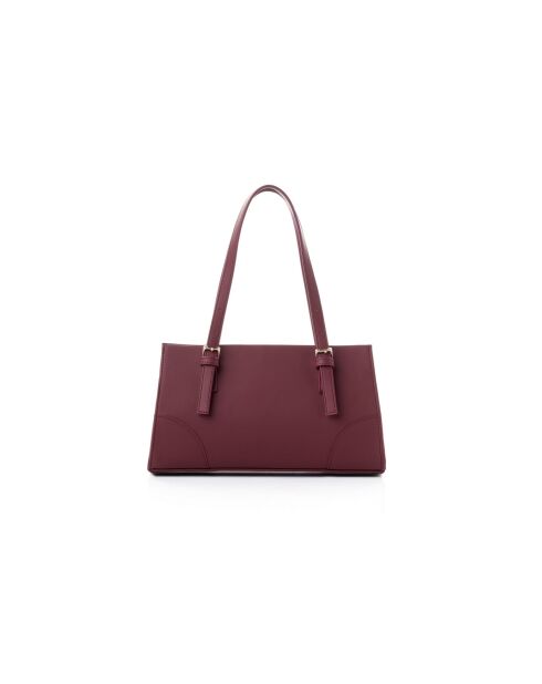 Sac bandoulière en cuir Barletta bourgogne - 30x9x19 cm