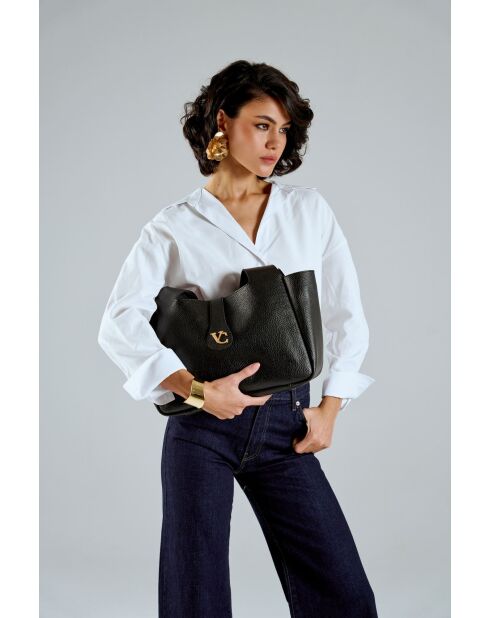 Bolso L'Aquila de piel negra - 33x15x22 cm