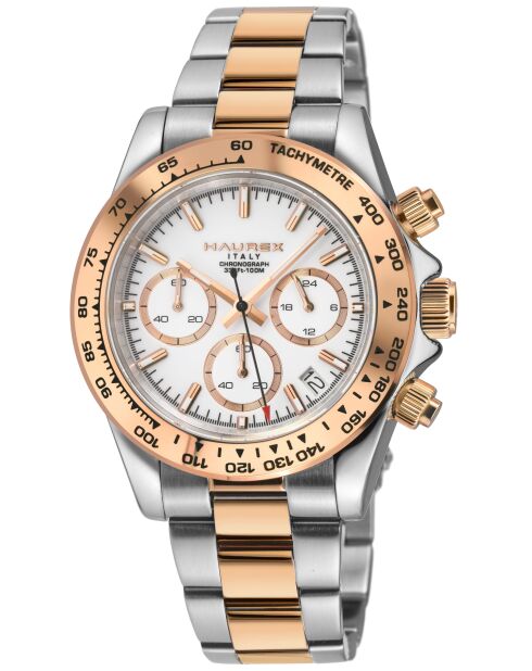 Reloj automático Rallye de acero inoxidable, movimiento VK 63, cronómetro de cuarzo blanco/plata/oro rosa