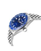 Orologio automatico Abisso in acciaio con movimento Miyota 9075 GMT blu/argento