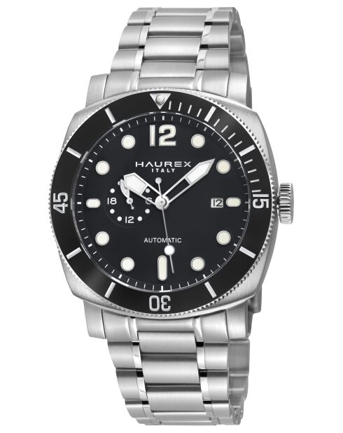 Reloj automático Fortezza Miyota MD309G de acero inoxidable con movimiento negro/plateado
