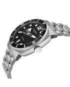 Reloj automático Fortezza Miyota MD309G de acero inoxidable con movimiento negro/plateado