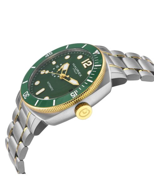 Reloj automático Fortezza de acero inoxidable Miyota MD309G movimiento verde/plateado