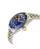 Reloj automático Abisso de acero inoxidable Miyota 9075 GMT con movimiento azul/plata/dorado