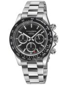 Reloj automático Rallye de acero inoxidable con movimiento VK 63 Quartz chrono negro/plateado