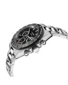 Reloj automático Rallye de acero inoxidable con movimiento VK 63 Quartz chrono negro/plateado