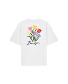 T-Shirt Boxy en coton tulipes blanc