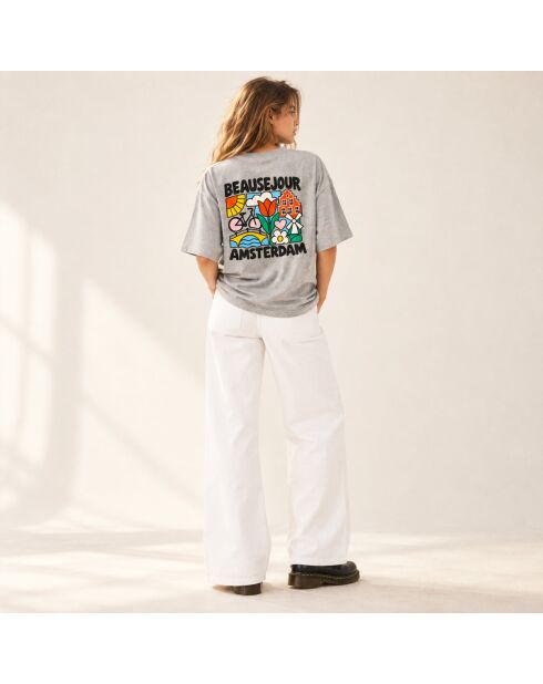 T-Shirt Boxy en coton beausejour amsterdam gris