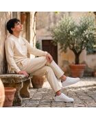 Sweatshirt en coton tennis society crème