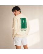 Sweatshirt en coton tennis society crème