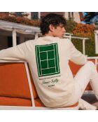 Sweatshirt en coton tennis society crème