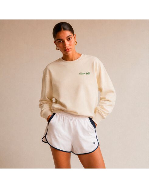Sweatshirt en coton tennis society crème