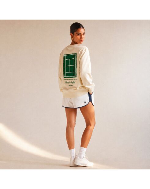 Sweatshirt en coton tennis society crème
