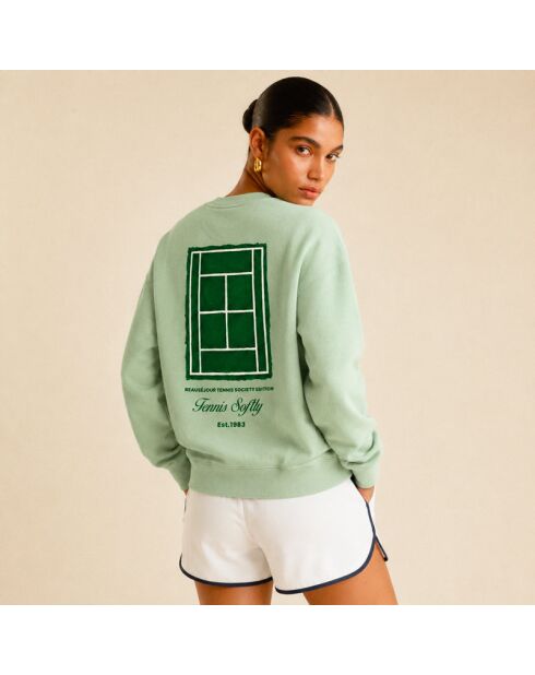 Sweatshirt en coton tennis society Mystie vert