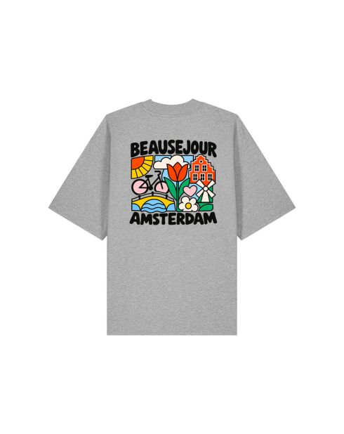 T-Shirt Boxy en coton beausejour amsterdam gris