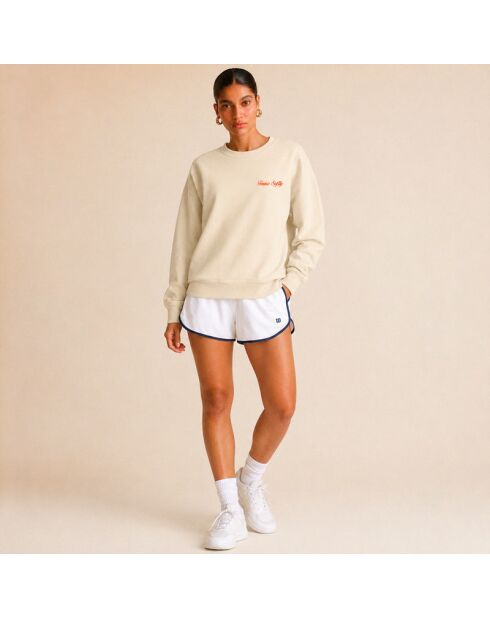 Sweatshirt en coton tennis society crème