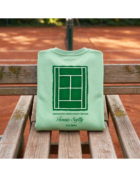 Sweatshirt en coton tennis society Mystie vert
