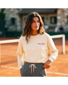 Sweatshirt en coton tennis society crème