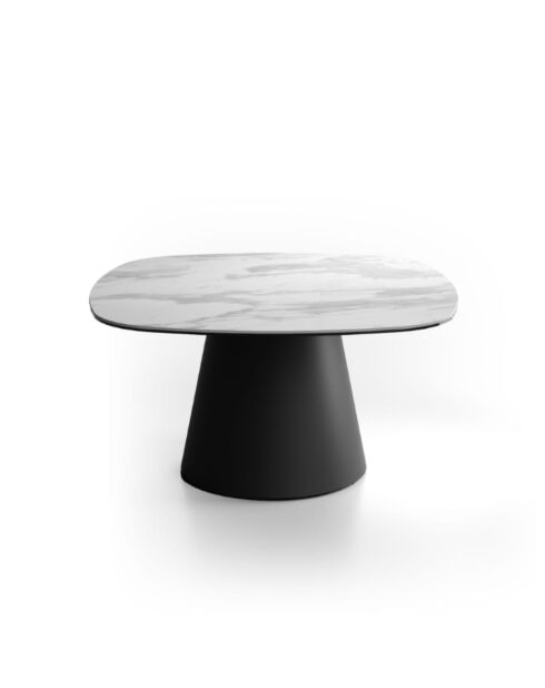 Table basse en céramique Verona 90 marbre blanc/anthracite - 90 x 90 x 45 cm