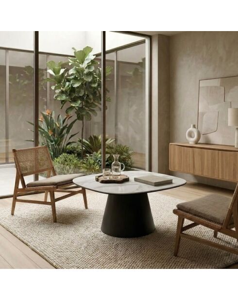 Table basse en céramique Verona 90 marbre blanc/anthracite - 90 x 90 x 45 cm