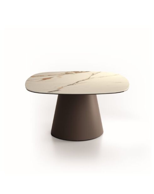 Table basse en céramique Verona 90 marbre de calacatta/bronze - 90 x 90 x 45 cm