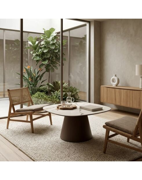 Table basse en céramique Verona 90 marbre de calacatta/bronze - 90 x 90 x 45 cm