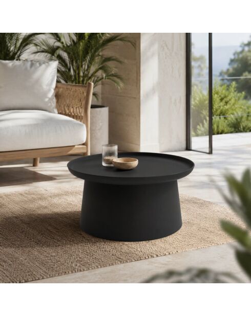 Table basse ronde Maiori noir - 70 x 70 x 36 cm