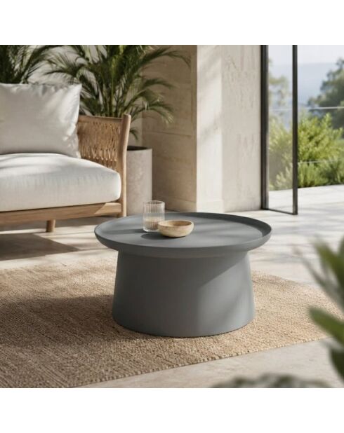 Table basse ronde Maiori gris - 70 x 70 x 36 cm