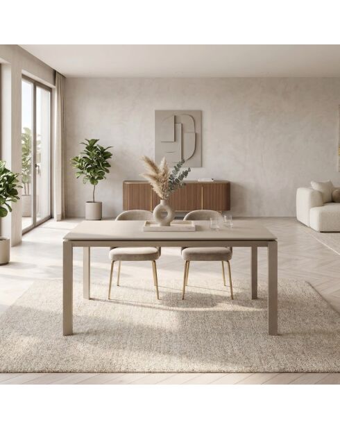 Table de salle à manger extensible en céramique Sestri sable - 140/220 cm