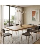 Table de salle à manger extensible en verre trempéTrieste 200 chêne/transparent - 160/240 cm