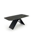 Table de salle à manger en verre Roma extensible portoro/marbre noir - 200/280 cm