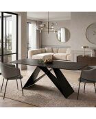 Table de salle à manger en verre Roma extensible portoro/marbre noir - 200/280 cm