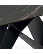Table de salle à manger en verre Roma extensible portoro/marbre noir - 200/280 cm