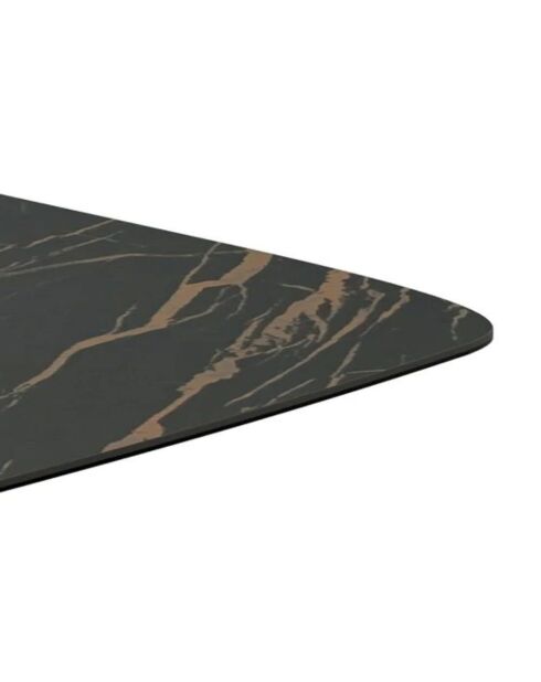 Table de salle à manger en verre Roma extensible portoro/marbre noir - 200/280 cm