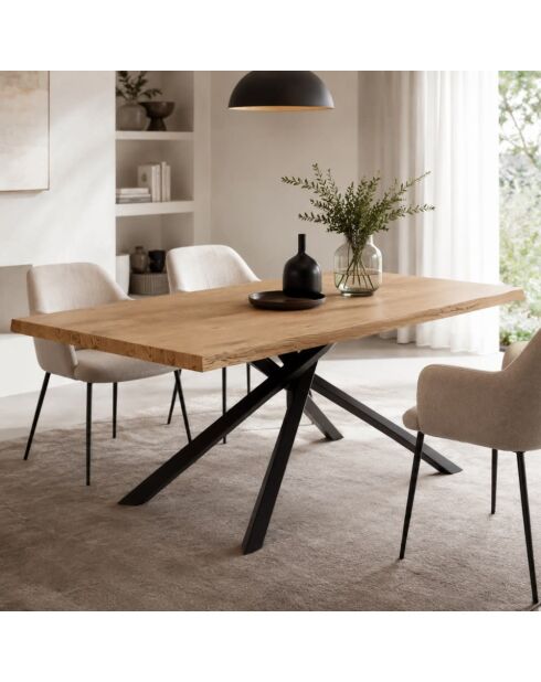 Table de salle à manger Udine 160 extensible chêne/noir - 160/240 cm