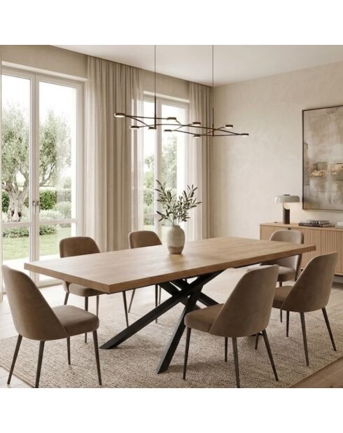 Table de salle à manger Udine 160 extensible chêne/noir - 160/240 cm