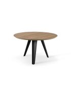 Table de salle à manger fixe en bois Prato chêne/noir - 130 x 130 x 76 cm