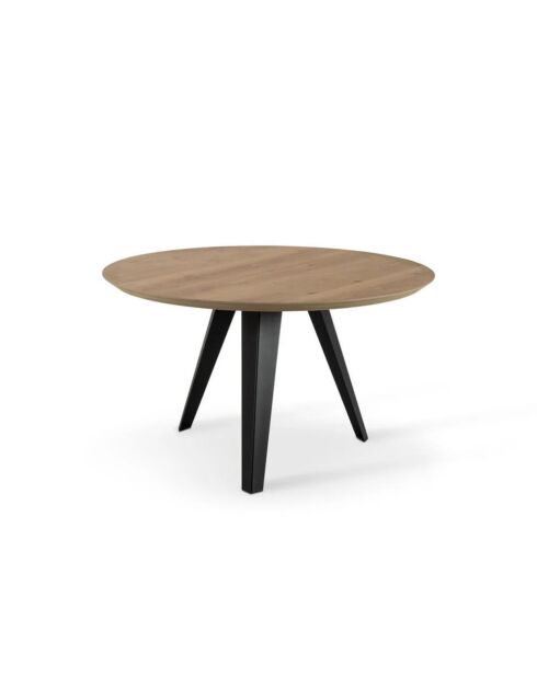 Table de salle à manger fixe en bois Prato chêne/noir - 130 x 130 x 76 cm