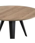Table de salle à manger fixe en bois Prato chêne/noir - 130 x 130 x 76 cm