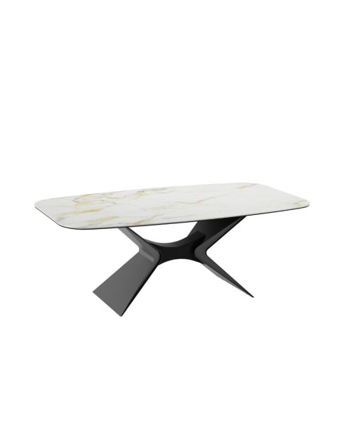 Table de salle à manger fixe en céramique Ravenna marbre calacatta/anthracite - 220 x 110 x 75 cm