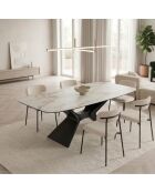 Table de salle à manger fixe en céramique Ravenna marbre calacatta/anthracite - 220 x 110 x 75 cm