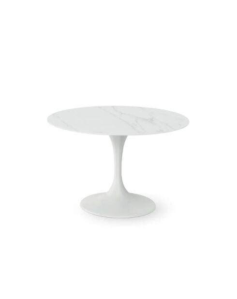Table de salle à manger fixe en céramique Firenze 120 marbre blanc - 100 x 100 x 76 cm