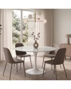 Table de salle à manger fixe en céramique Firenze 120 marbre blanc - 100 x 100 x 76 cm