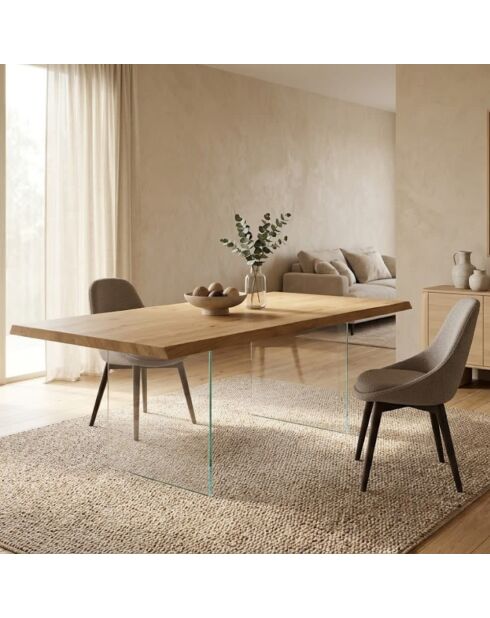 Table de salle à manger fixe en boisTrieste 200 chêne/transparent - 200 x 100 x 76 cm