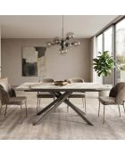 Table de salle à manger en verre Vicenza extensible marbre calacatta/anthracite - 160/240 cm